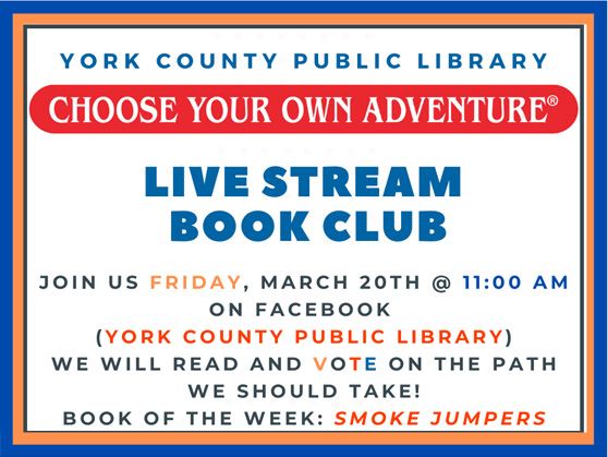 Visit the Adventure Book Club story time on Facebook Live March 20, 11 am.