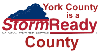 Storm Ready County Logo With Red Text and Blue Cloud