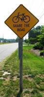 A bike sign on the side of the road.