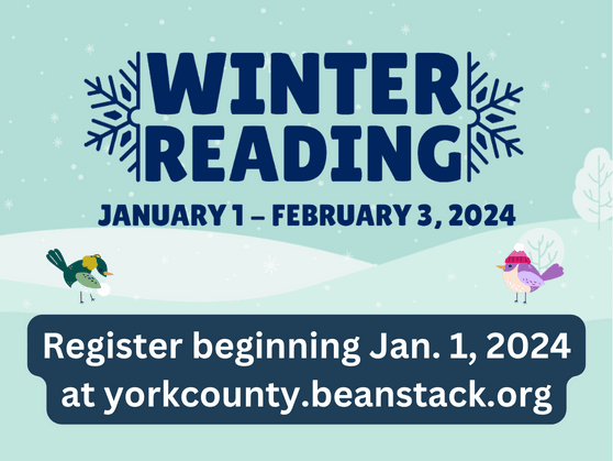 Register beginning Jan 1, 2024 for our Winter Reading Challenge